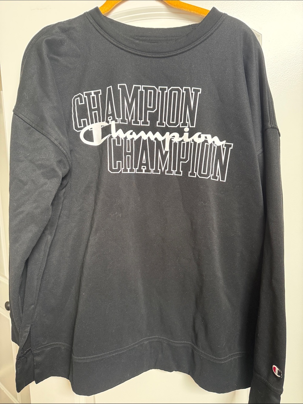 Champion Black Crewneck Sweatshirt with White Logo